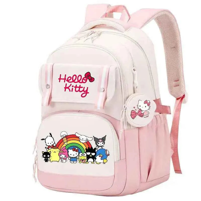 Hello Kitty Large Capacity Backpack Cartoon Daypack Travel Commute Knapsack School bag for Kids Girls Mochila With Coin Purse