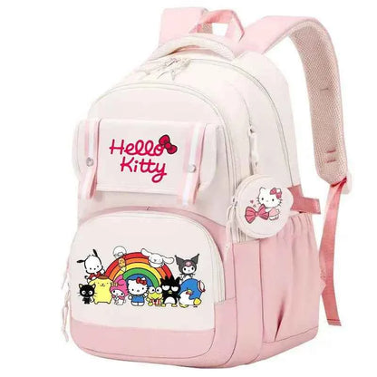 Hello Kitty Large Capacity Backpack Cartoon Daypack Travel Commute Knapsack School bag for Kids Girls Mochila With Coin Purse