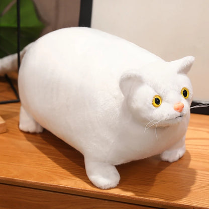 30/50cm Simulation 3D Super Fat Cats Plush Stuffed Animal Cute Lifelike Toy Cat Doll Pet Toys Home Decor Gift For Girls Birthday white cat
