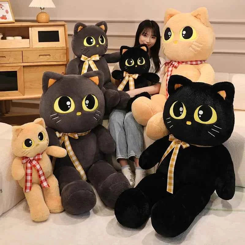 Kawaii Cat Plush Pillow – Soft Stuffed Cartoon Cat Sofa Cushion Doll (3 Colors, 60–100cm)