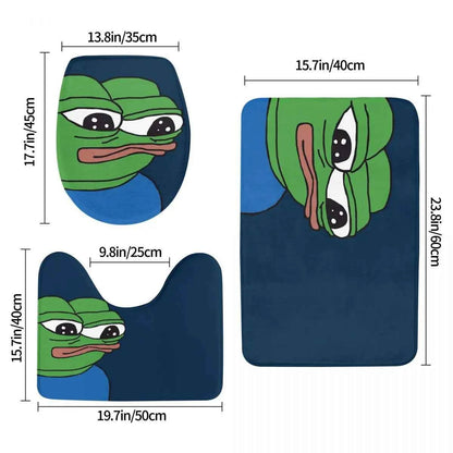Pepe The Frog Apu Apustaja 3 Pcs Bath Mat Bathroom Set Lid