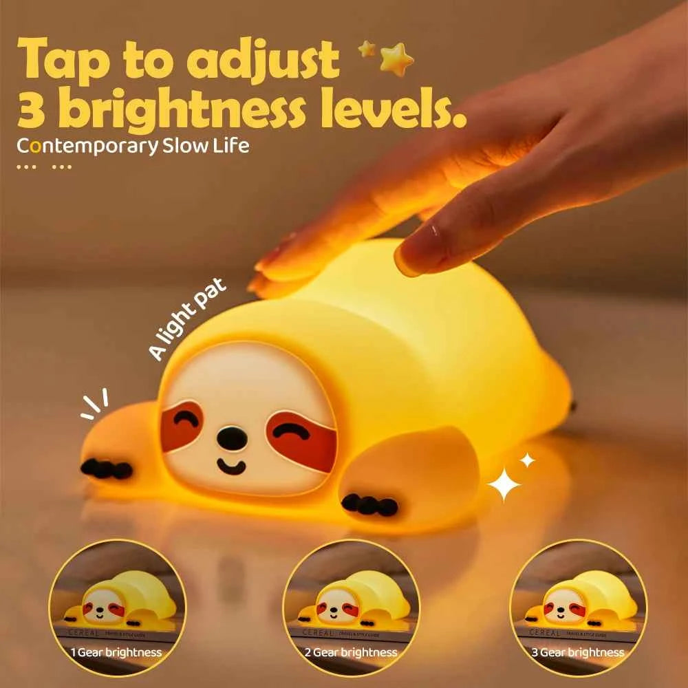 Kawaii Animal Silicone Night Light - Rechargable Fox/Duck/Frog Touch Sensor Lamp