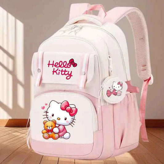 Hello Kitty Large Capacity Backpack Cartoon Daypack Travel Commute Knapsack School bag for Kids Girls Mochila With Coin Purse