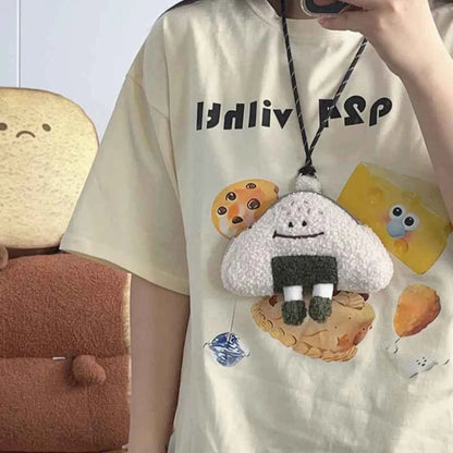 Japanese Kawaii Bag New Women Cartoon Rice Ball Plush Shoulder Bags Women Crossbody Bags Neck Purse Bag Satchel Feminina