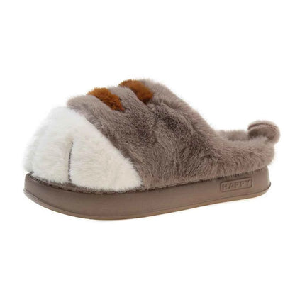 3D Cat Paw Plush Slippers Warm Slip-on House Shoes Furry