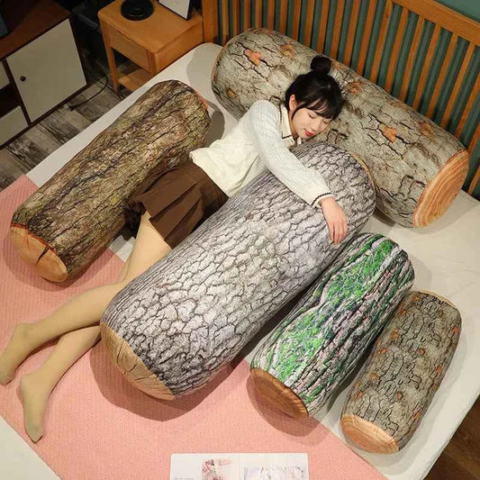 3D Tree Stump Plush Pillow – Realistic Wood Log Cushion