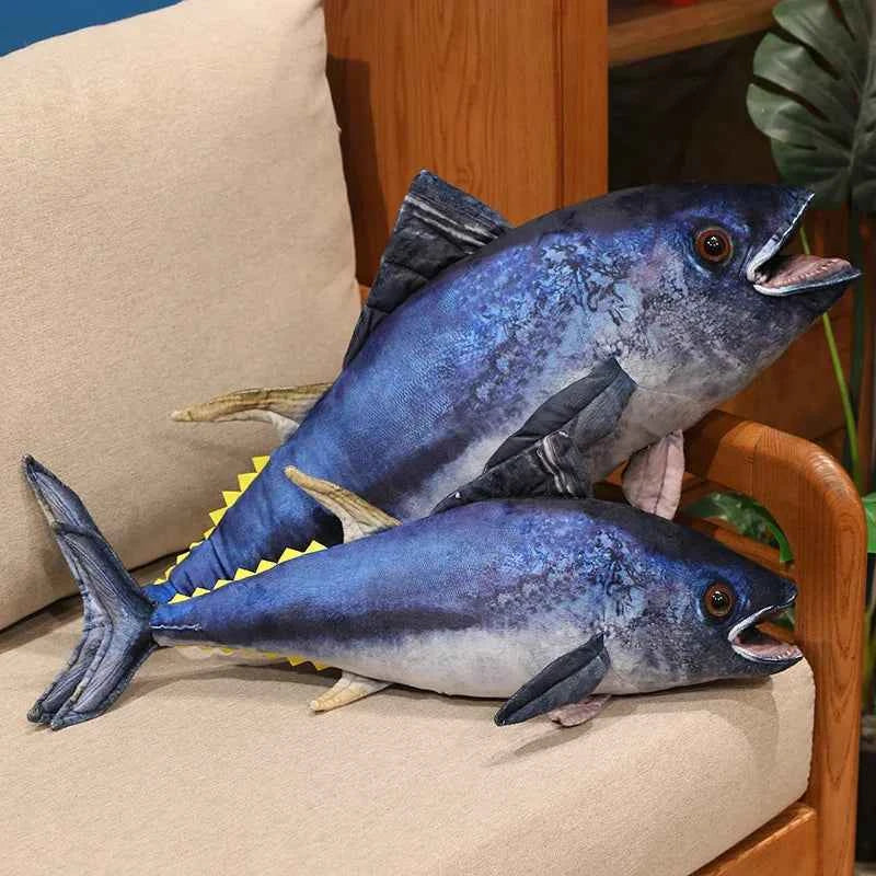 Realistic Bluefin Tuna Plush Toy – Kawaii Tuna Stuffed Animal Pillow