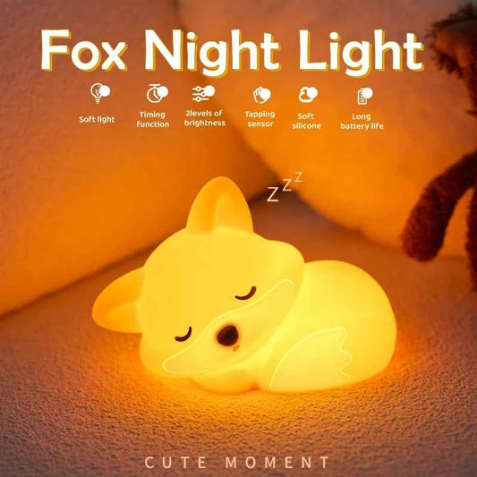 Kawaii Animal Silicone Night Light - Rechargable Fox/Duck/Frog Touch Sensor Lamp