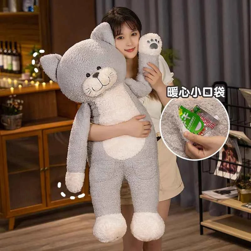 Kawaii Japanese Cat Plush Pillow - Soft Stuffed Appease Sleep Cushion and Gift, 3 Colors and 4 Sizes