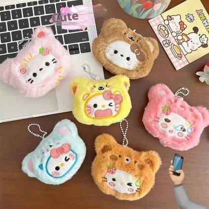 Creative Kawaii Anime Sanrio Hello Kitty Plush Keychain Cute Backpack Pendant Decoration Accessories Soft Stuffed Doll Toy Gifts