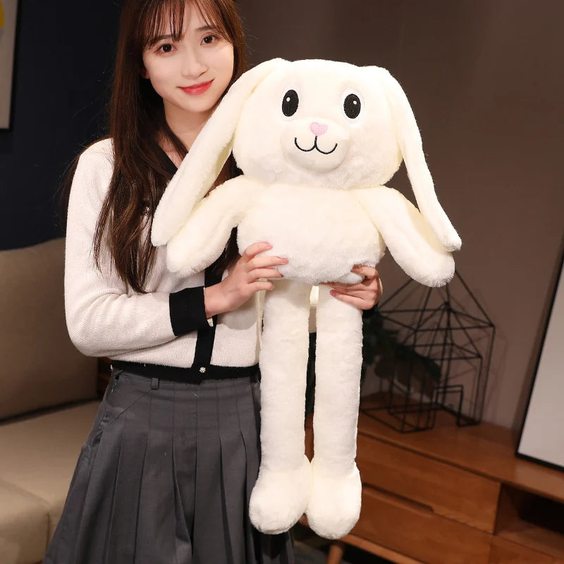 Long Ear Rabbit Plush Toy – Adjustable Giant Bunny Pillow White
