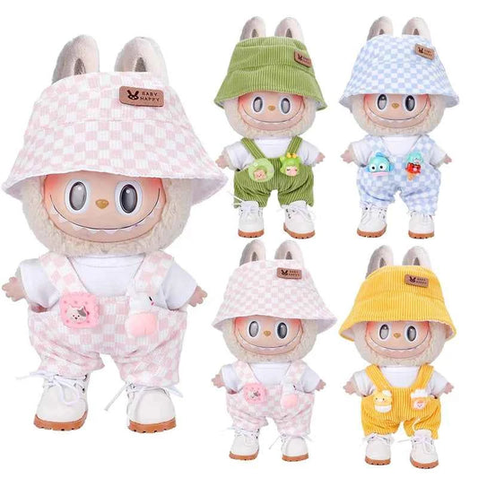 6.69inch Labubu Doll Clothes Set with 3 Stylish, Fisherman Hat Sweater Pants or Skirt for Bulabu Dolls(No doll)