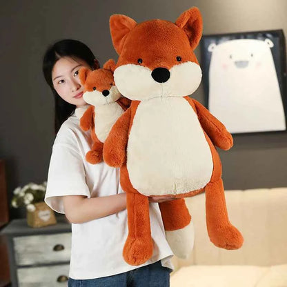 Kawaii Fluffy Fox Plush Toy – Soft Stuffed Cartoon Fox Sofa Pillow & Valentine’s Gift (35–90cm)