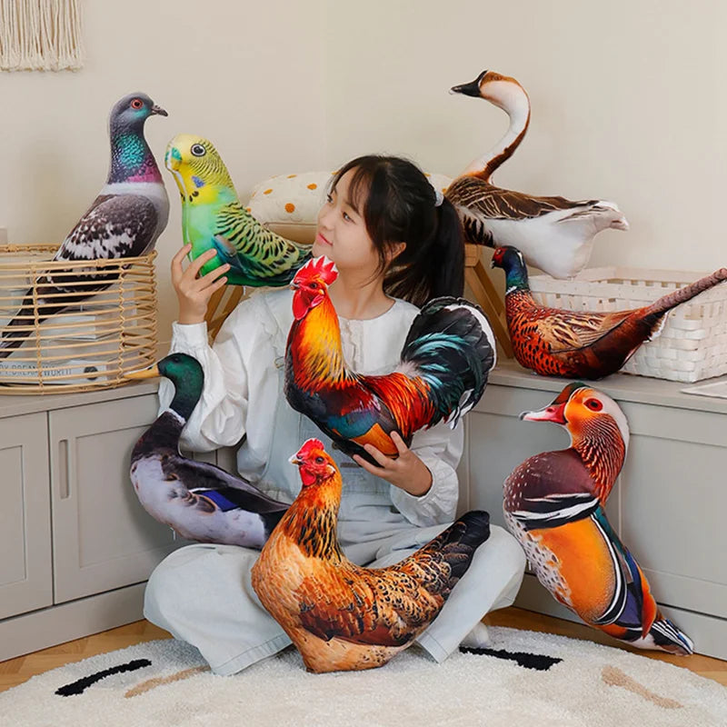 Simulation 3D Birds Plush Toys Soft Stuffed Animals Goose
