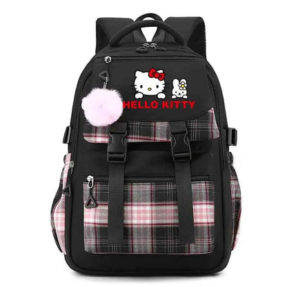 Cute Hello Kitty Backpack for Girl Boy Student Teenager - Casual Rucksack (18.5x12.6x7.8 in)