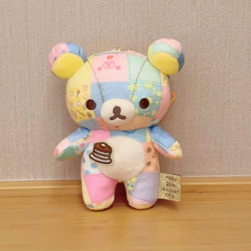 Patchwork Bear Plush Keychain – 4.7" (12cm) Cute Plush Pendant