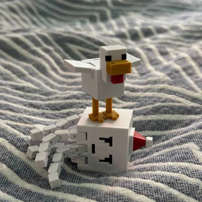 1/2/5Pcs 3D Printed Plastic Pixel Chicken Figurine Toy MC