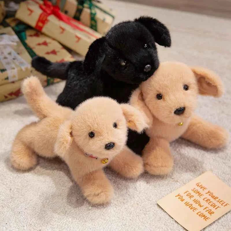 Kawaii Lifelike Dog Plush Pillow - Soft Stuffed Golden Retriever and Labrador Toy in 2 Colors and 3 Sizes, 30-43cm