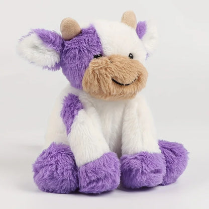 Kawaii Sitting Cow Plush Doll - Soft Stuffed Animal Sleep Companion and Gift, 4 Colors Purple 20cm (7.9")