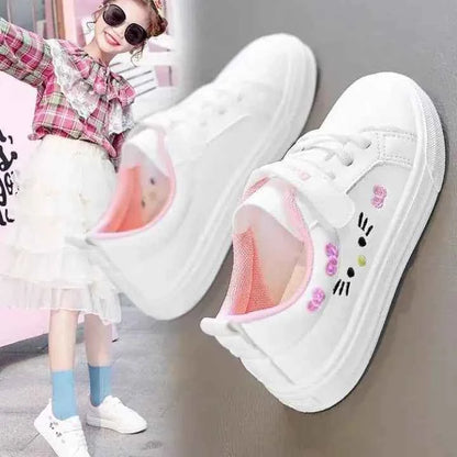 Kids White Sneakers 2025 Fall Slip Resistant Durable Spring Autumn Shoes for Girls 4-16 Years Old Fashion Casual Sports Shoes