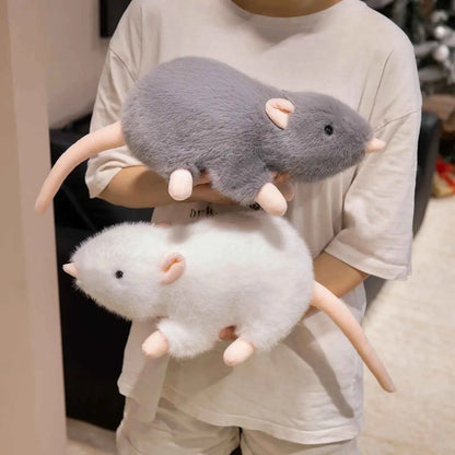Kawaii Simulation Mouse Plush Doll - Soft Lifelike Stuffed Rat Toy and Birthday Gift, 3 Colors and 4 Sizes