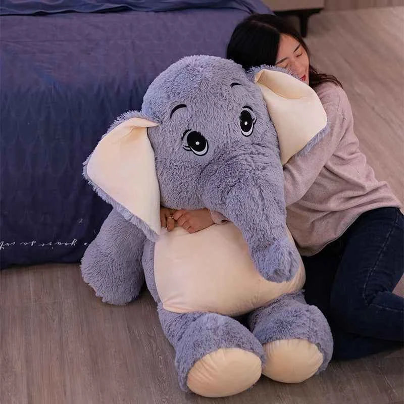 Giant Grey Elephant Plush Toy (15-38.6 in) - Big Flappy Ears Stuffed Animal Christmas Gift