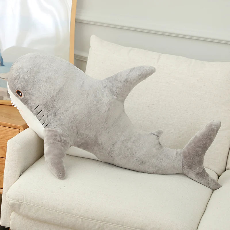 Simulated Shark Sea Creature Blue Pink Grey Fish Toy Super soft Dolls Cartoon Pillow Bed Decor Birthday Gift for Girls Boys gray shark MYJ