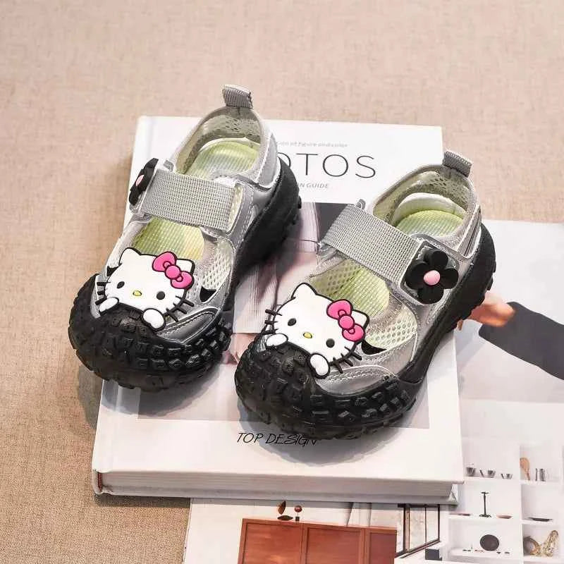 Hello Kitty Girl Shoes Princess My Melody Sanrios New Summer Fashion Soft Bottom Child Sports Sandals Hollow Single Sandals