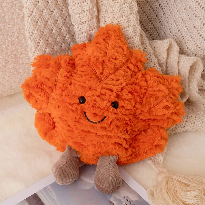 Kawaii Maple Leaf Plush Toy - Soft Stuffed Autumn Leaf Plant Doll and Home Decor Gift in 3 Colors, 22cm Orange 22cm (8.7")