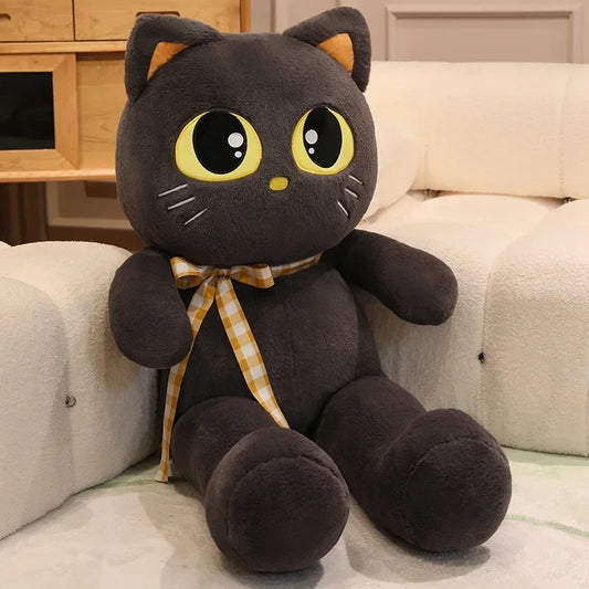 Kawaii Cat Plush Pillow – Soft Stuffed Cartoon Cat Sofa Cushion Doll (3 Colors, 60–100cm) Gray