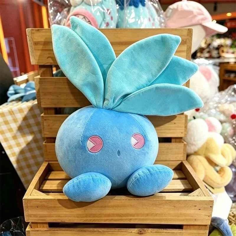 Kawaii Blue Grass Monster Plush Pillow - Soft Stuffed Fantasy Creature Cushion and Home Decor Gift, 3 Sizes
