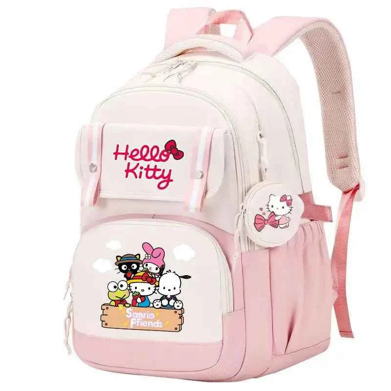 Hello Kitty Large Capacity Backpack Cartoon Daypack Travel Commute Knapsack School bag for Kids Girls Mochila With Coin Purse