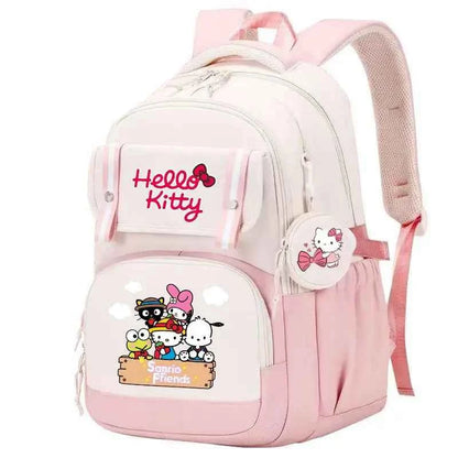 Hello Kitty Large Capacity Backpack Cartoon Daypack Travel Commute Knapsack School bag for Kids Girls Mochila With Coin Purse