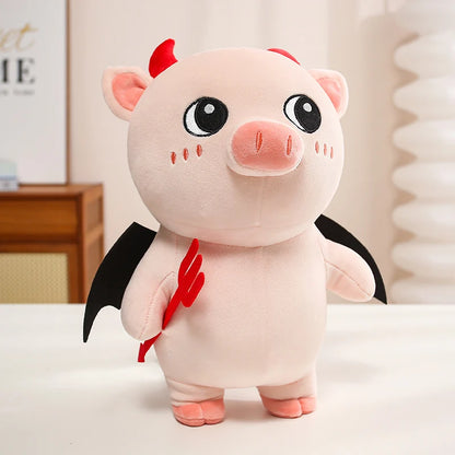 Kawaii Demon Pig Plush Toy – Cute Devil Pig Stuffed Animal Doll Style B 12.6" (32cm)