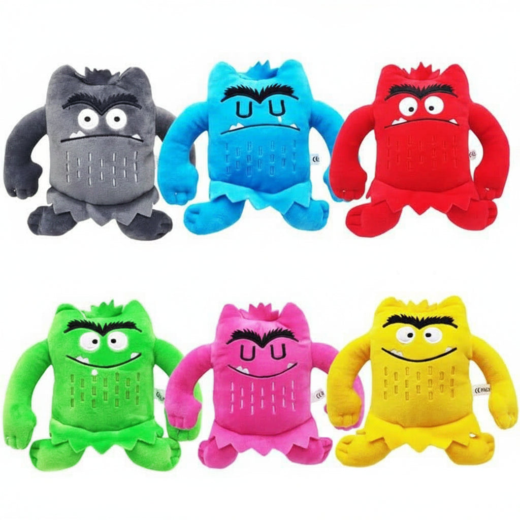6PCS Kawaii Emotion Monster Plush Toys - 6 Colors Soft Stuffed Animals, Cute Educational Sensory Toys for Kids Birthday Gifts &