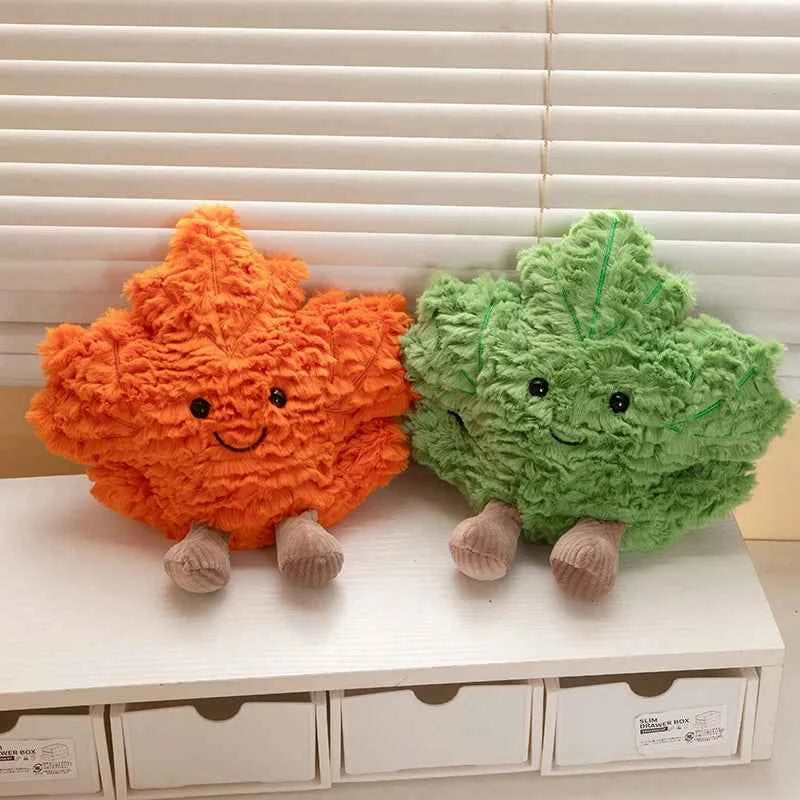 Kawaii Maple Leaf Plush Toy - Soft Stuffed Autumn Leaf Plant Doll and Home Decor Gift in 3 Colors, 22cm