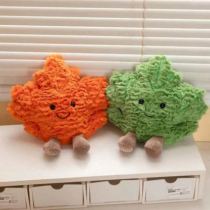 Kawaii Maple Leaf Plush Toy - Soft Stuffed Autumn Leaf Plant Doll and Home Decor Gift in 3 Colors, 22cm