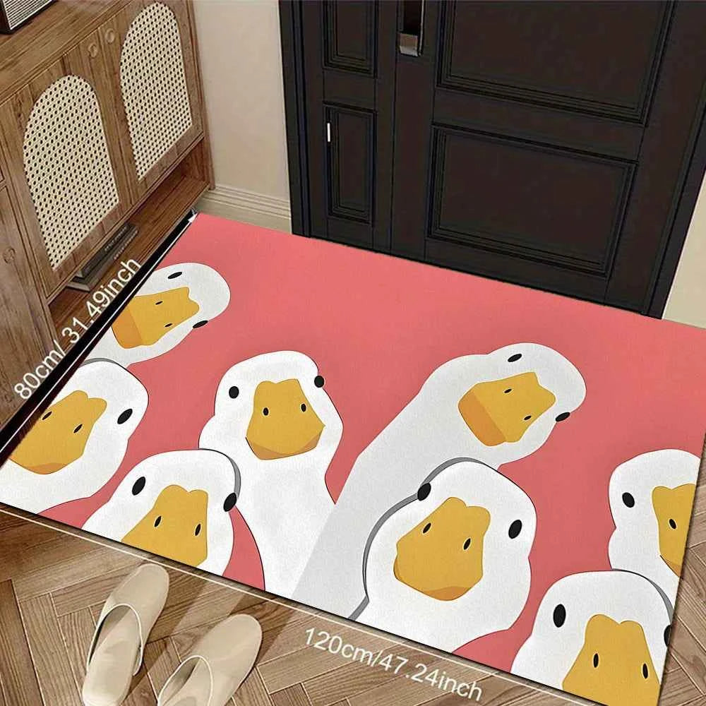 Cartoon Duck Print Outdoor Floor Mat Soft Machine Washable