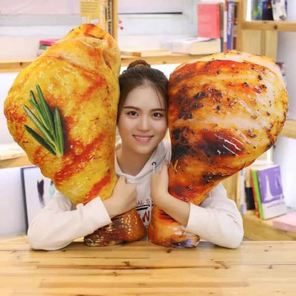 Giant Fried Chicken Drumstick Plush Toy – Funny Food Stuffed Body Pillow