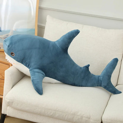 Simulated Shark Sea Creature Blue Pink Grey Fish Toy Super soft Dolls Cartoon Pillow Bed Decor Birthday Gift for Girls Boys blue shark MYJ