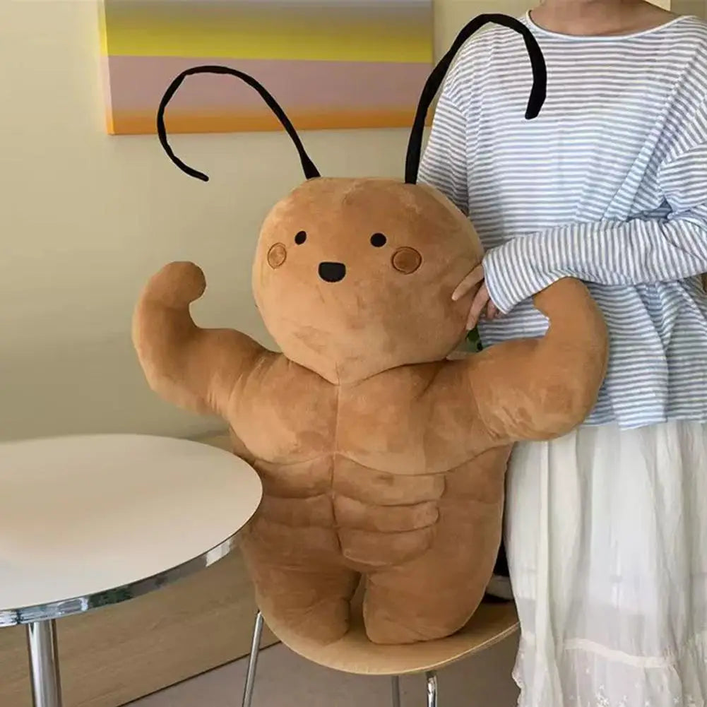 Funny Muscle Cockroach Plush Toy – Huggable Buff Roach Plush Doll