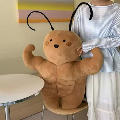 Funny Muscle Cockroach Plush Toy – Huggable Buff Roach Plush Doll