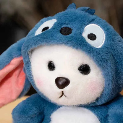 25cm Lovely Stuffed White Bear Plush Toy Turn Into Pikachu Stitch Cute Japanese Style Plushies Sleeping Doll Soft Fluffy Gifts