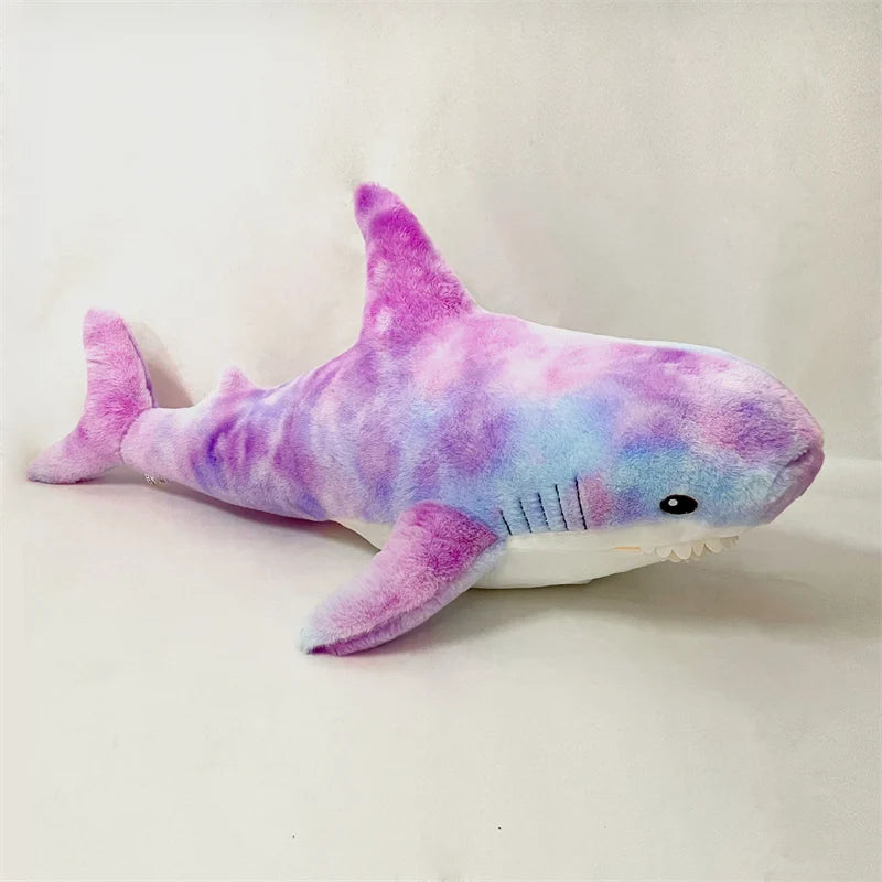 Simulated Shark Sea Creature Blue Pink Grey Fish Toy Super soft Dolls Cartoon Pillow Bed Decor Birthday Gift for Girls Boys purple color MYJ