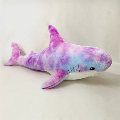 Simulated Shark Sea Creature Blue Pink Grey Fish Toy Super soft Dolls Cartoon Pillow Bed Decor Birthday Gift for Girls Boys purple color MYJ