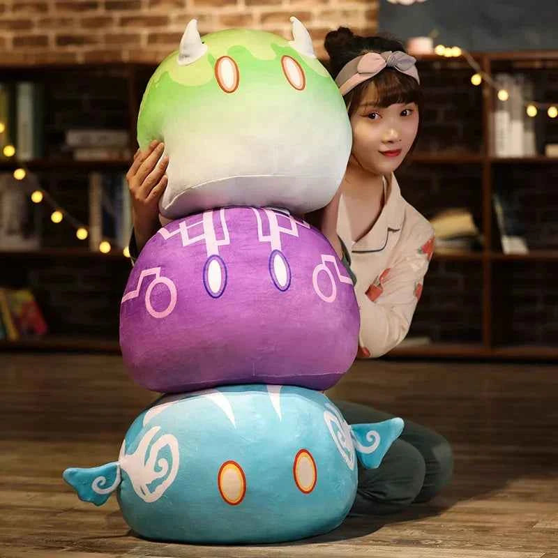 Genshin Impact Elemental Slime Plush Pillow - Soft Stuffed Cushion Collectible Gift, 7 Elements and 2 Sizes