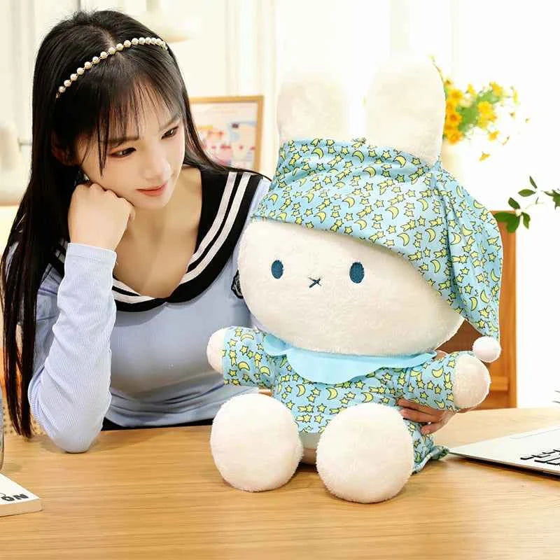 Kawaii Pajamas White Bunny Plush Toy – Soft Stuffed Rabbit Sleeping Pillow Cuddle Doll (40–80cm)