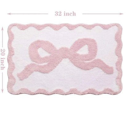 1pcs Pink Bow Bath Mat Bathroom Cute Preppy Rugs Scalloped