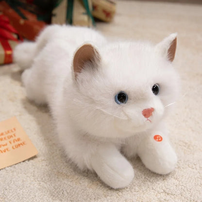 Realistic Cat Plush Toy – Soft Simulation Kitten Stuffed Animal White 15.75" (40cm)