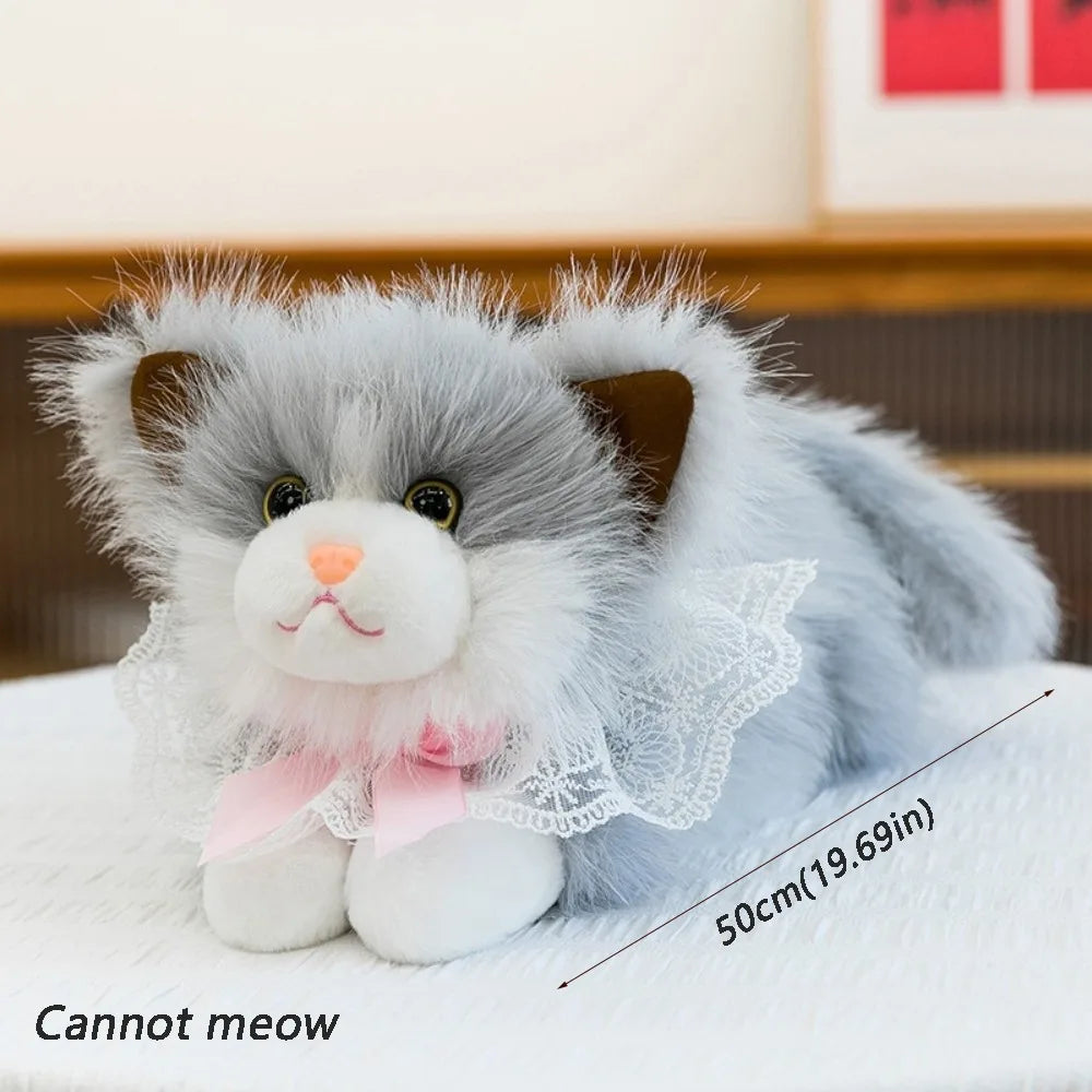 Kawaii Simulation Ragdoll Cat Plush Doll - Soft Lifelike Voiced Kitten Toy and Gift in 11 Colors, 40cm Blue-with Bib